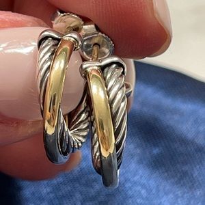 David Yurman Hoop Earrings with 18k Yellow Gold